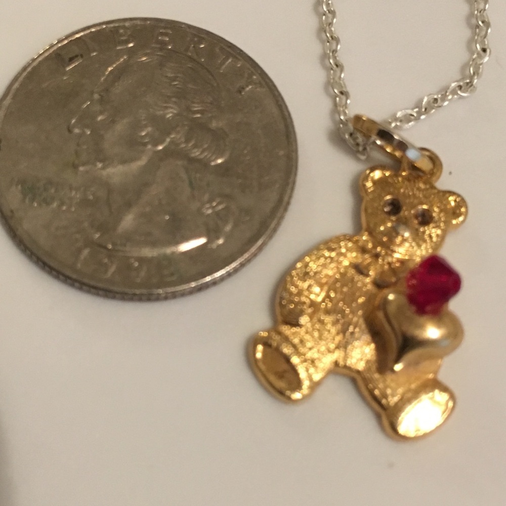Teddy Bear Choker on Sterling chain